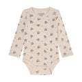 Wolle/Bambus Body Baby mit Eulenprint, Mocha Meringue
