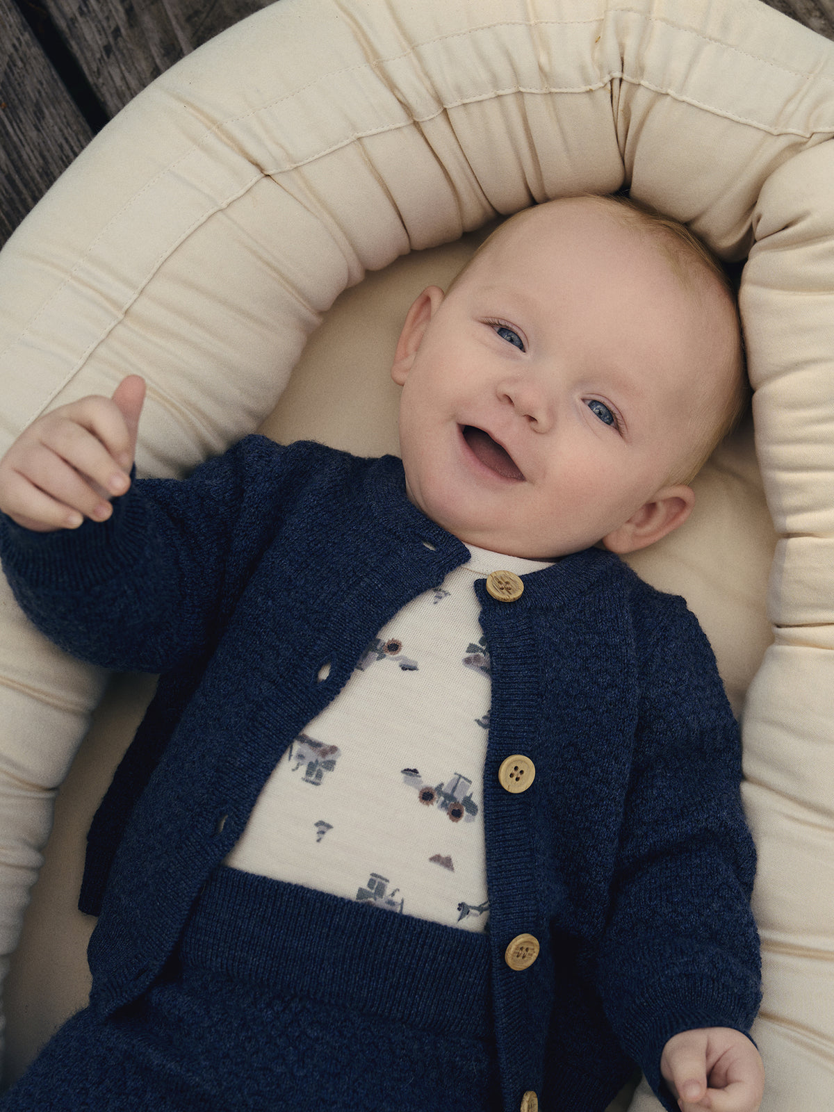 Baby Merino Wool Cardigan Navy