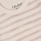 Merinowolle Body gestreift beige