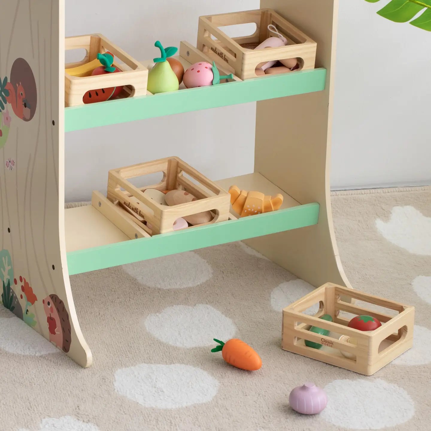 Train with wooden blocks brown