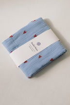Mulltuch Hearts Light Blue  70 x 70 cm