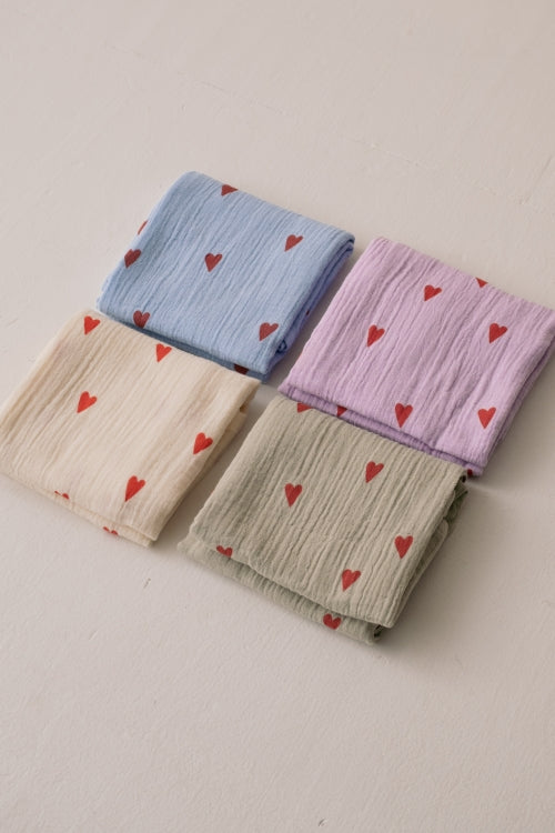 Mulltuch Hearts Light Blue  70 x 70 cm