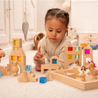 Holzbausteine mit bunten Glaskristallen – Set mit 40 Teilen