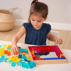 Gem Cube Tray – 100 Farbwürfel mit Spiegelholztablett