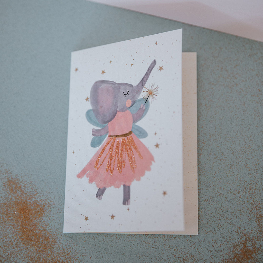 Atelier Sasu Grusskarte mit Couvert Fee mit Bio-Glitzer bei Yay Kids