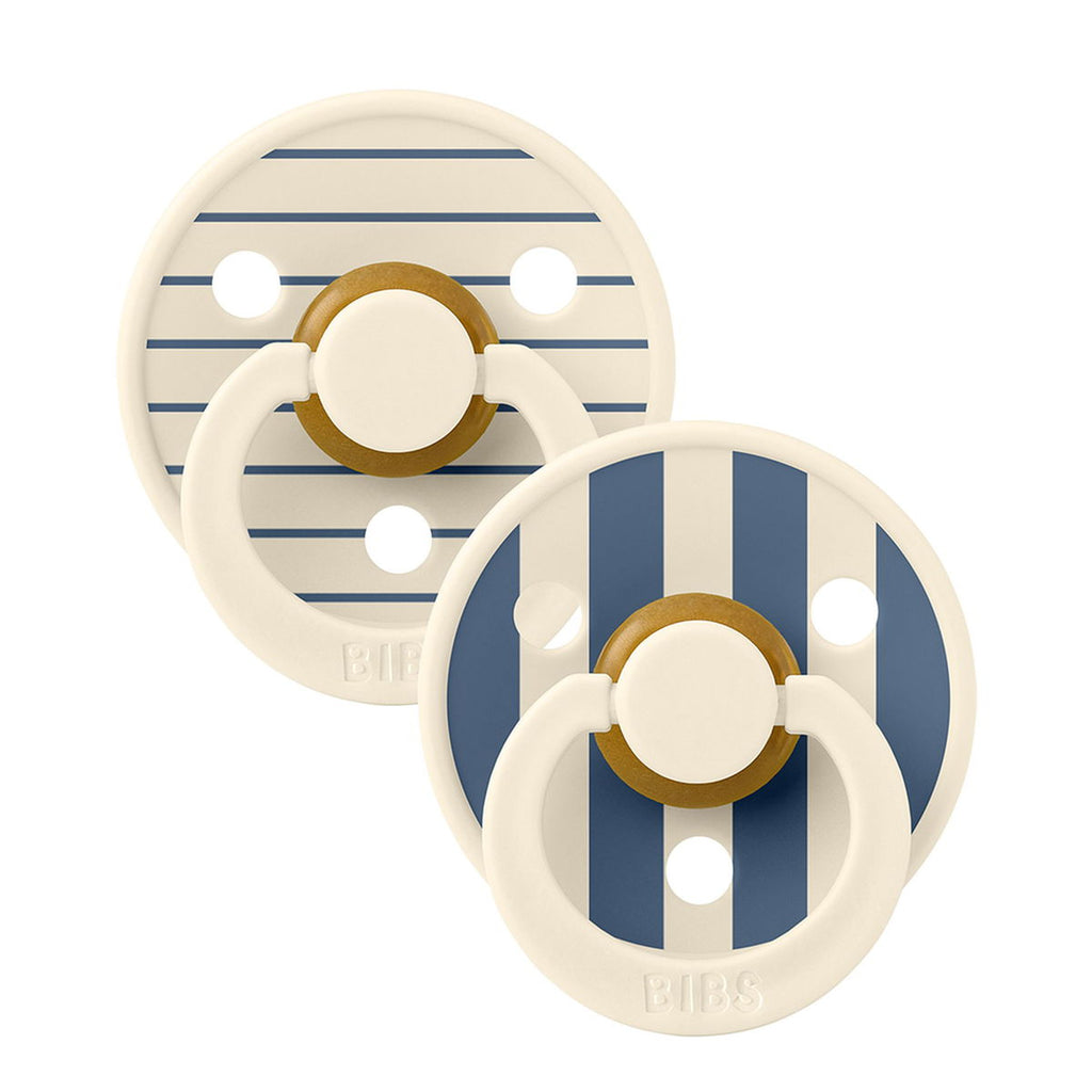 Schnuller Studio Latex Round 2er Pack 6 Monate Pin Ivory Steel Blue