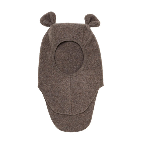 Balaclava mit Ohren aus Wollfleece Brown Melange – Huttelihut
