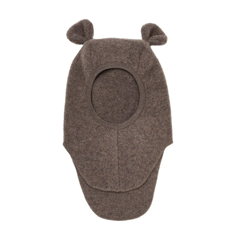 Balaclava mit Ohren aus Wollfleece Brown Melange