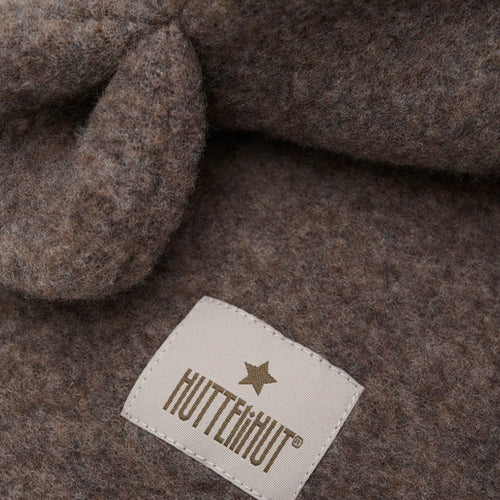 Balaclava with ears made of wool fleece Brown Melange