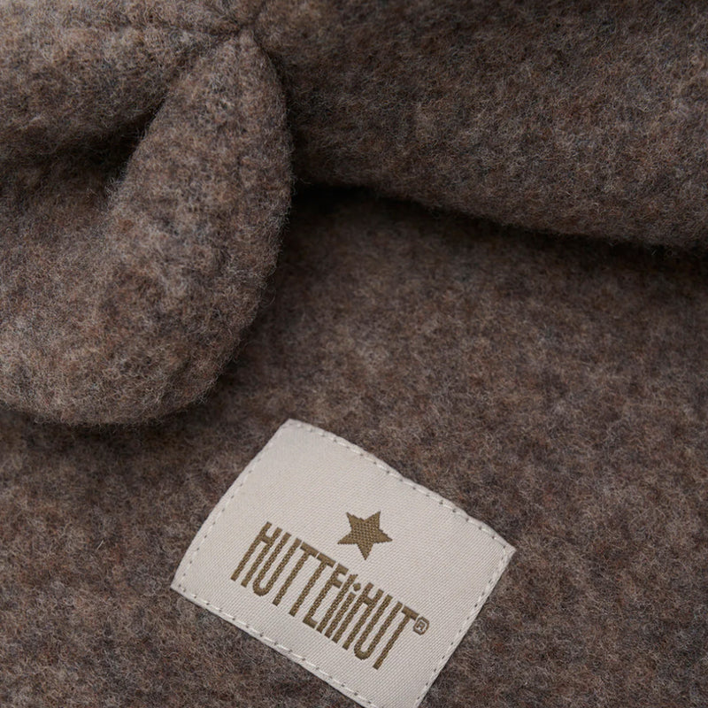 Balaclava mit Ohren aus Wollfleece Brown Melange