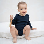 Bono - Baby-Seidenbody mit langen Ärmeln - Navy