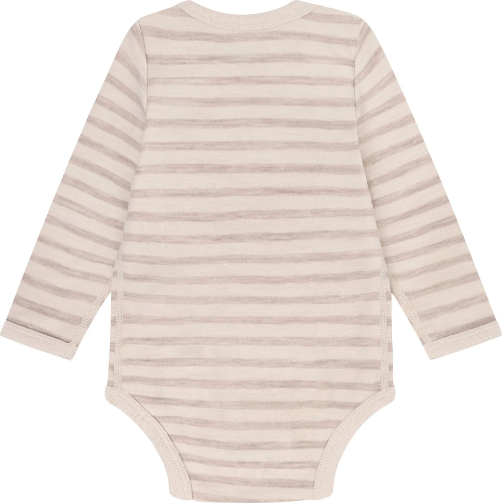 Merinowolle Body gestreift beige