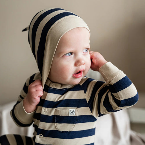 Baby Mütze in Navy Streifen – UPF 50+