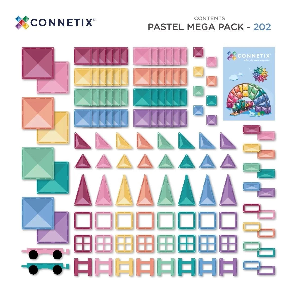 Magnetic Tiles Pastel Mega Pack 202 Pieces