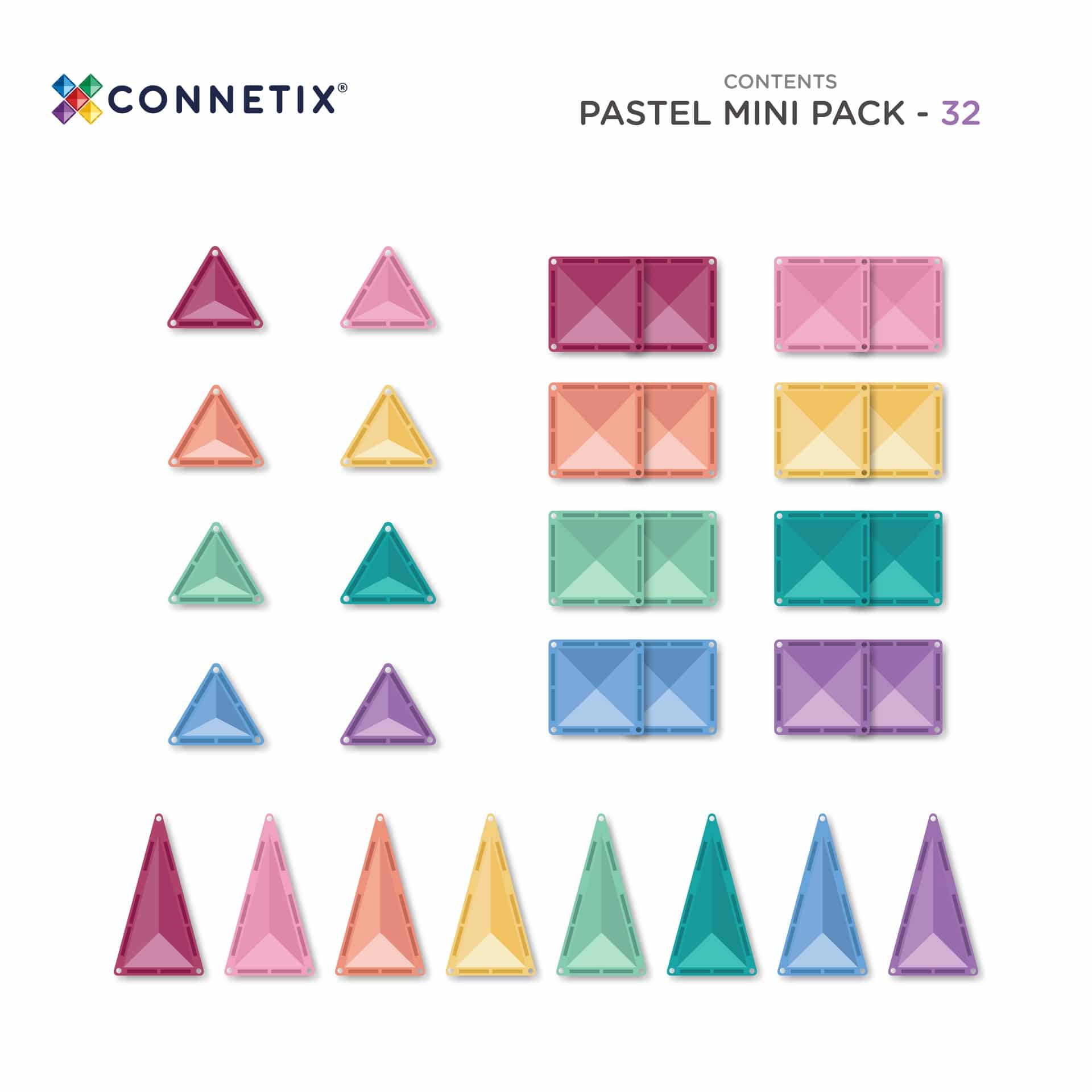 Connetix Pastel Mini Pack 32 pc bei Yay Kids