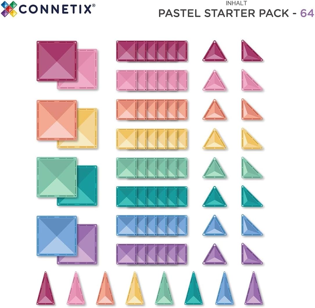 Magnetbausteine Pastell-Starterset, 64-teilig