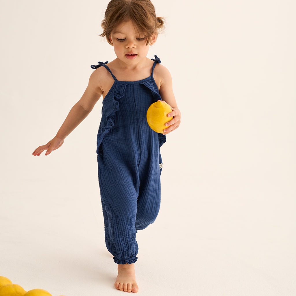 Cozmo Musselin Baby Jumpsuit Ember yellow soft bei Yay Kids