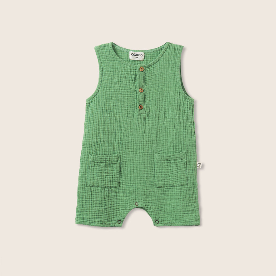 Cozmo Musselin Jumpsuit Pine green soft bei Yay Kids