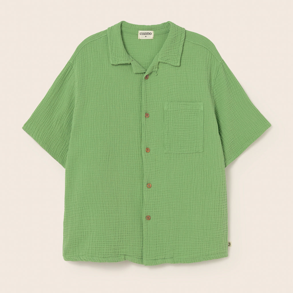 Cozmo Musselin Hemd Abel Green soft bei Yay Kids