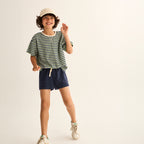 Cozmo Frottee T-Shirt Enea blue green striped bei Yay Kids
