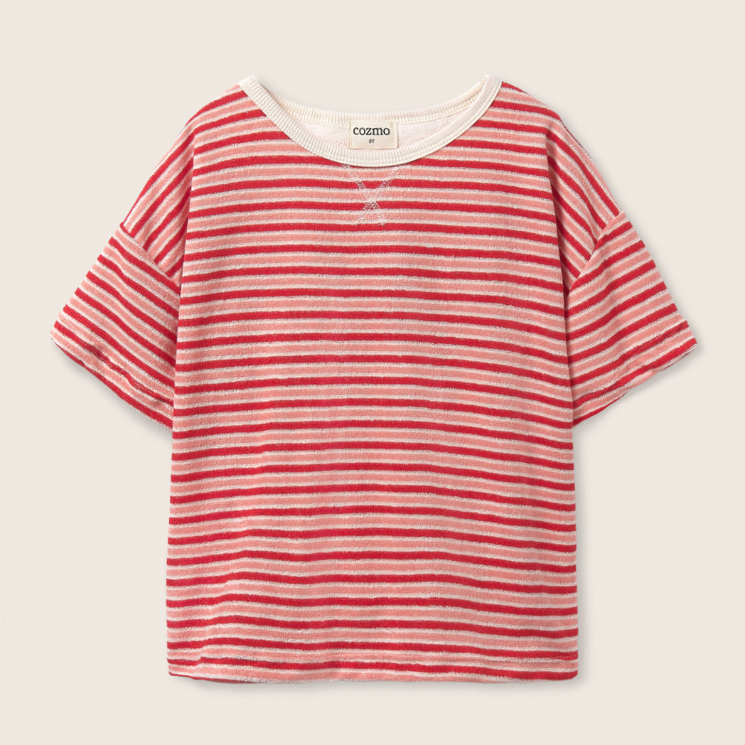 Frottee T-Shirt Enea pink tomato-striped – Cozmo