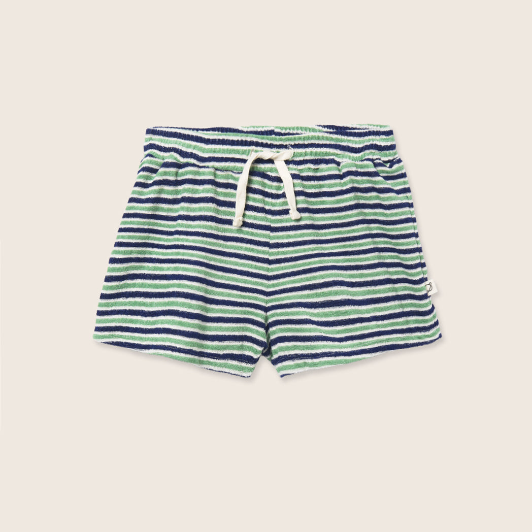 Frottee Shorts Root blue green striped – Cozmo