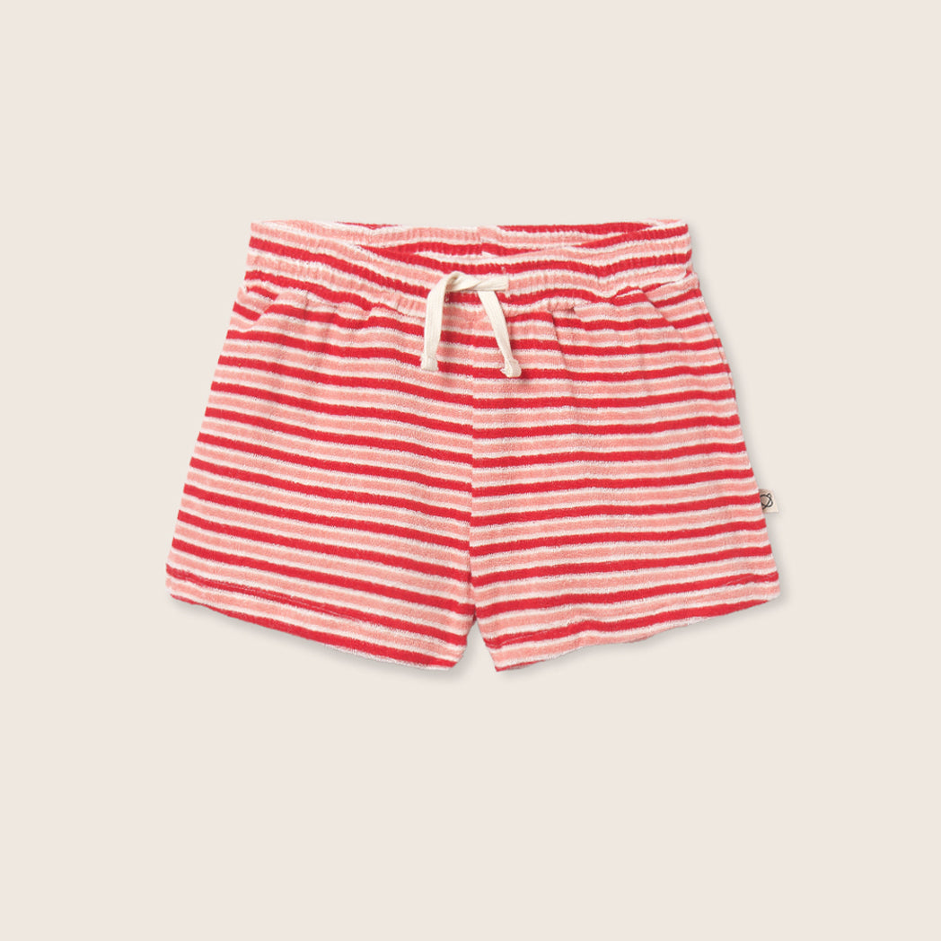 Cozmo Frottee Shorts Root pink tomato striped bei Yay Kids