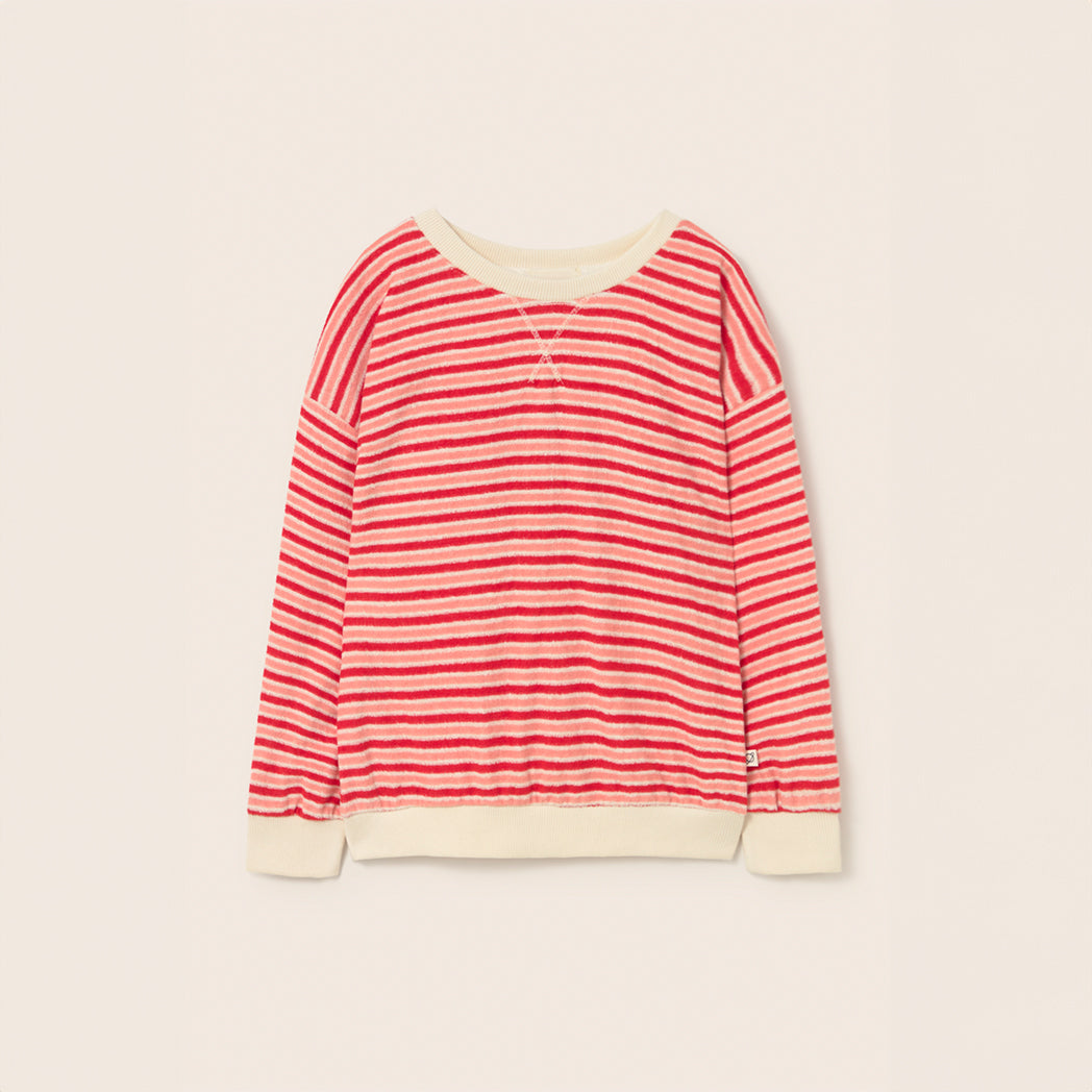 Cozmo Frottee Pullover Zen pink tomato striped bei Yay Kids