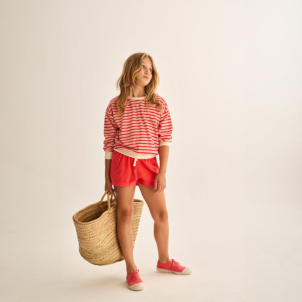 Cozmo Frottee Pullover Zen pink tomato striped bei Yay Kids