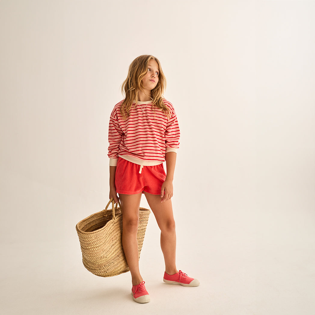 Cozmo Frottee Pullover Zen pink tomato striped bei Yay Kids
