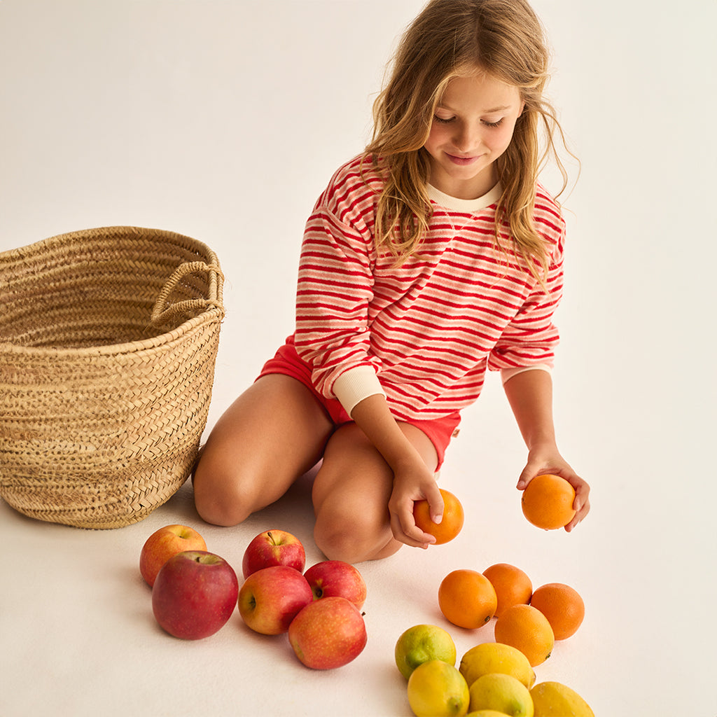 Cozmo Frottee Pullover Zen pink tomato striped bei Yay Kids