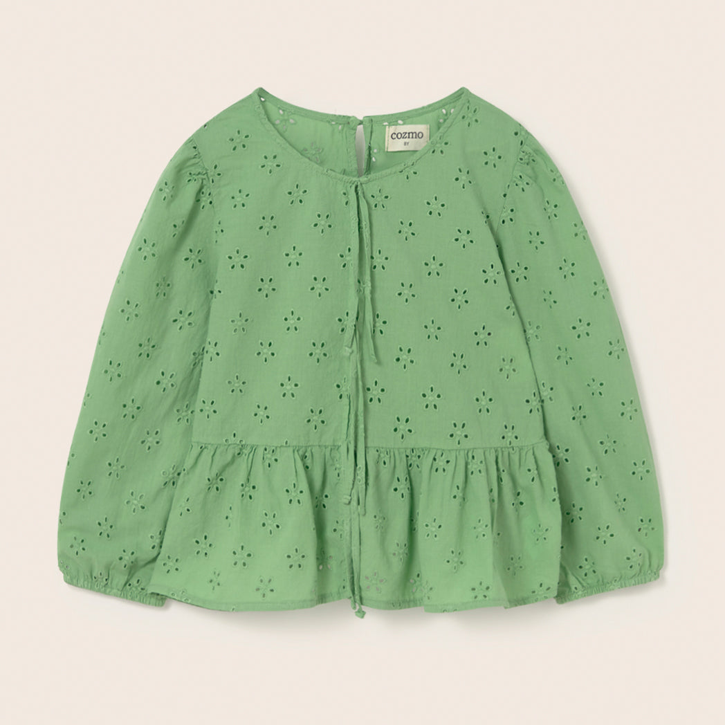 Cozmo Musselin Bluse Alma swiss green bei Yay Kids