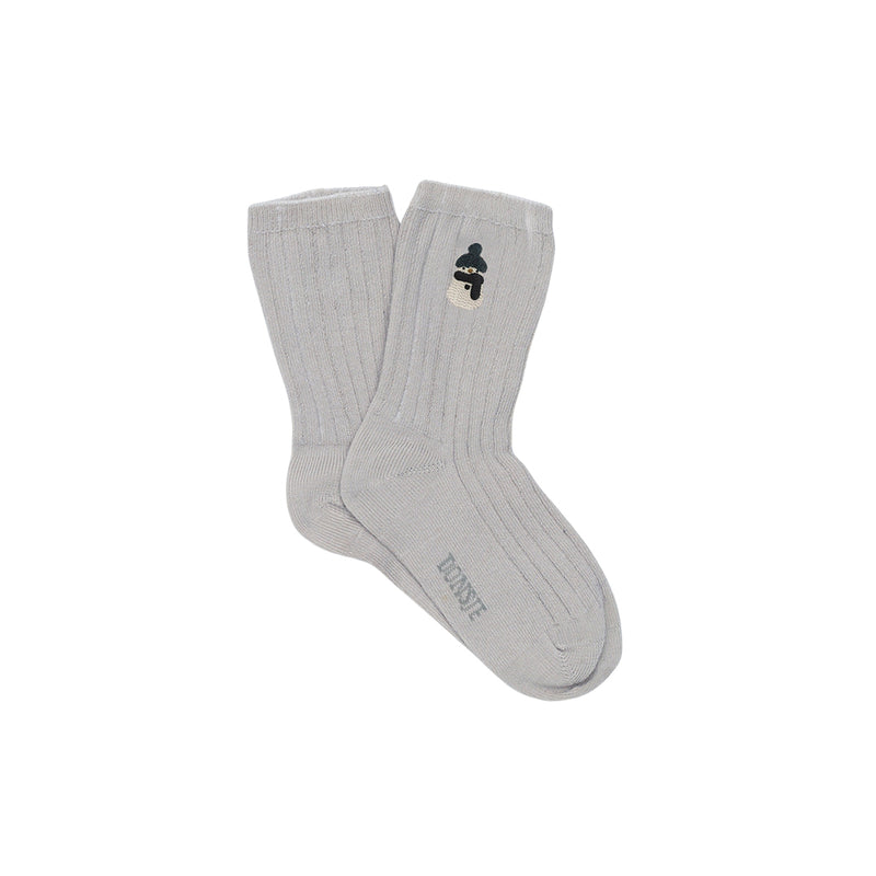 Donsje Amsterdam Kinder Lala Socken Snowman Soft Grey bei Yay Kids
