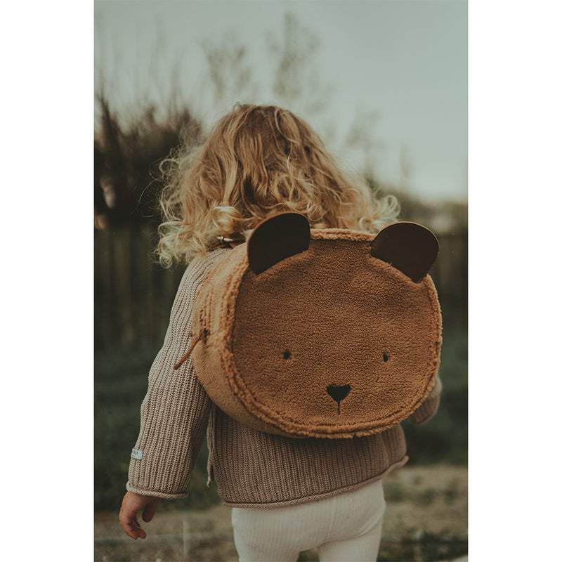Donsje Amsterdam Kinder Rucksack Bear Light Maple Curly Faux Fur bei Yay Kids