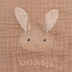 Donsje Amsterdam Decke aus Musselin Ploekie XL Fluffy Bunny Rosa Mocha GOTS bei Yay Kids