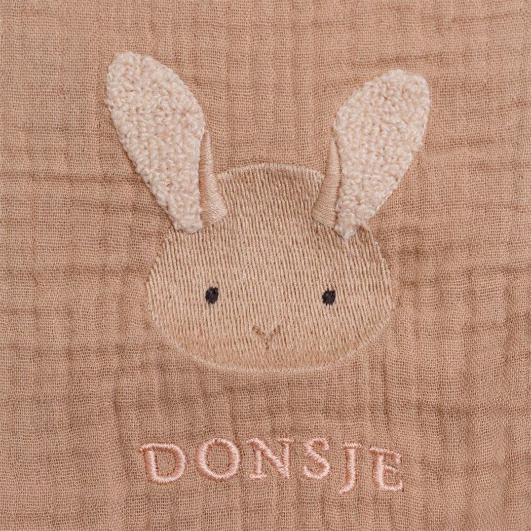 Donsje Amsterdam Decke aus Musselin Ploekie XL Fluffy Bunny Rosa Mocha GOTS bei Yay Kids