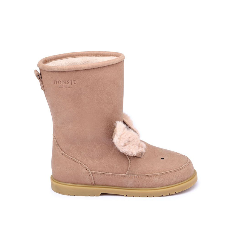 Donsje Amsterdam Gefütterte Kinderstiefel Exclusive Fluffy Bunny Hazelnut Leather bei Yay Kids