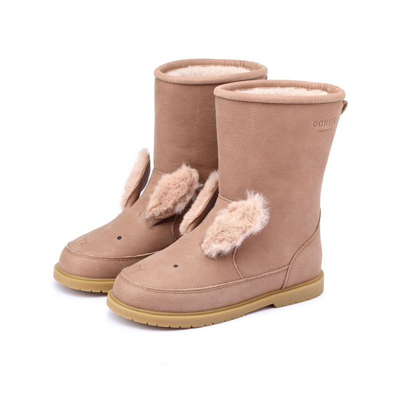 Donsje Amsterdam Gefütterte Kinderstiefel Exclusive Fluffy Bunny Hazelnut Leather bei Yay Kids