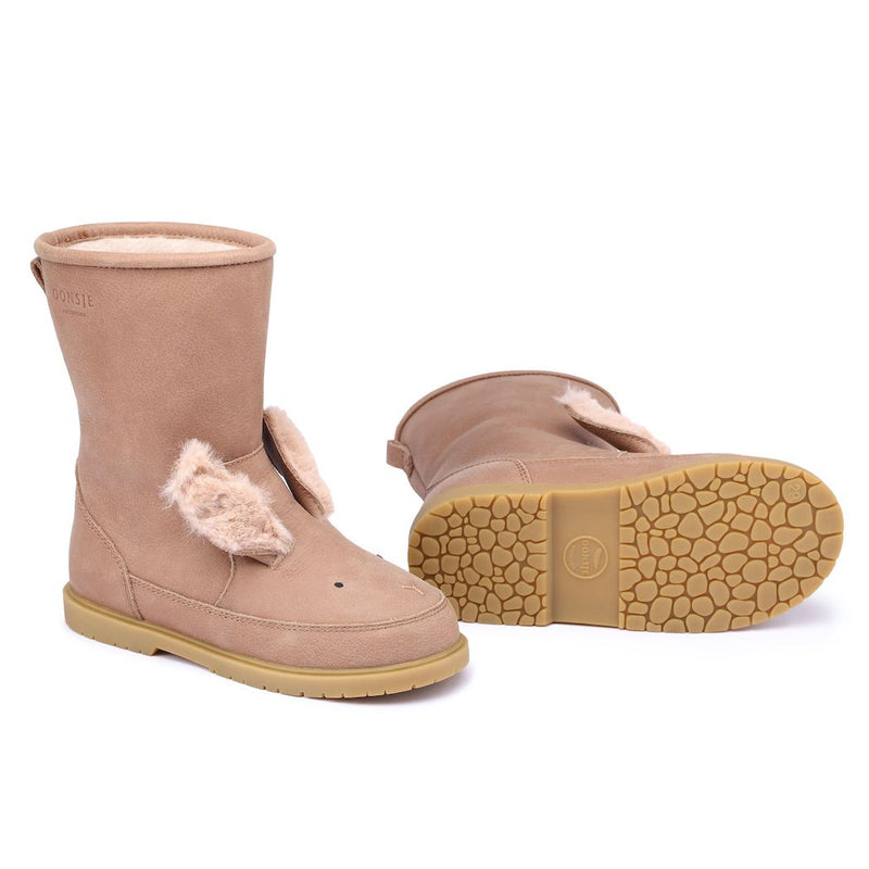 Donsje Amsterdam Gefütterte Kinderstiefel Exclusive Fluffy Bunny Hazelnut Leather bei Yay Kids