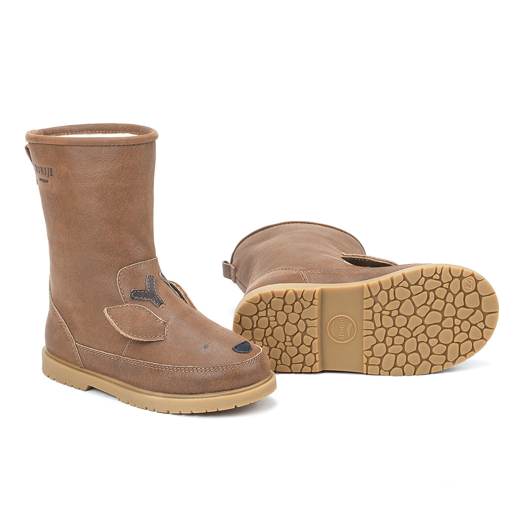 Donsje Amsterdam Gefütterte Kinderstiefel Wadudu Special Lining Stag Chestnut Leather bei Yay Kids