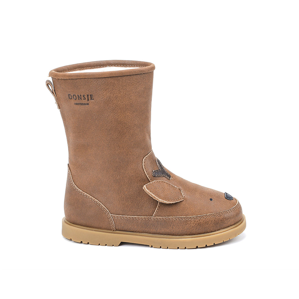 Donsje Amsterdam Gefütterte Kinderstiefel Wadudu Special Lining Stag Chestnut Leather bei Yay Kids