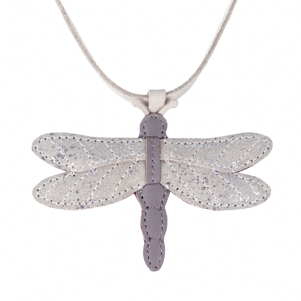 Leder Halskette mit Anhänger Zaza Libelle Lilac Nubuck – Donsje