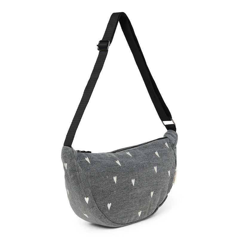 Frauen Fanny Pack Grey Denim Hearts