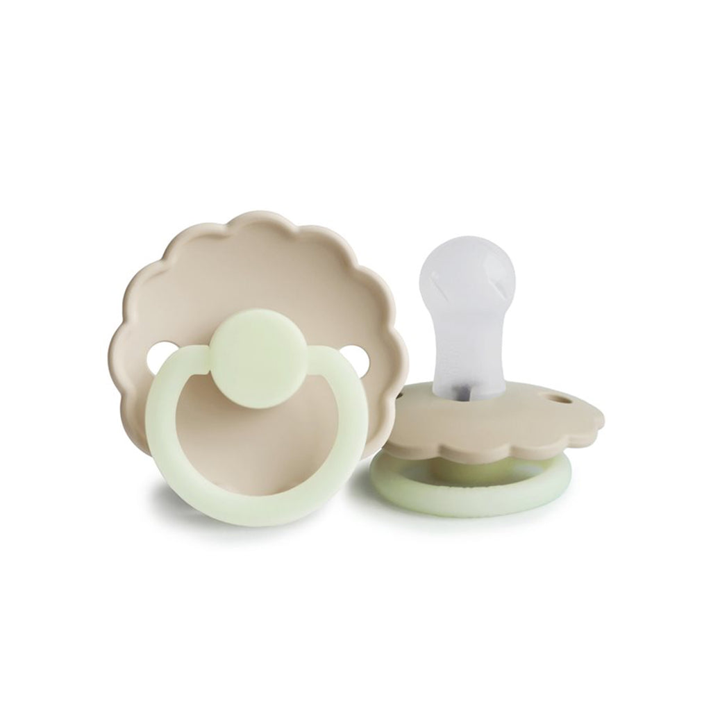 Frigg Schnuller Silikon Daisy Cream/Croissant Night 0-6M bei Yay Kids