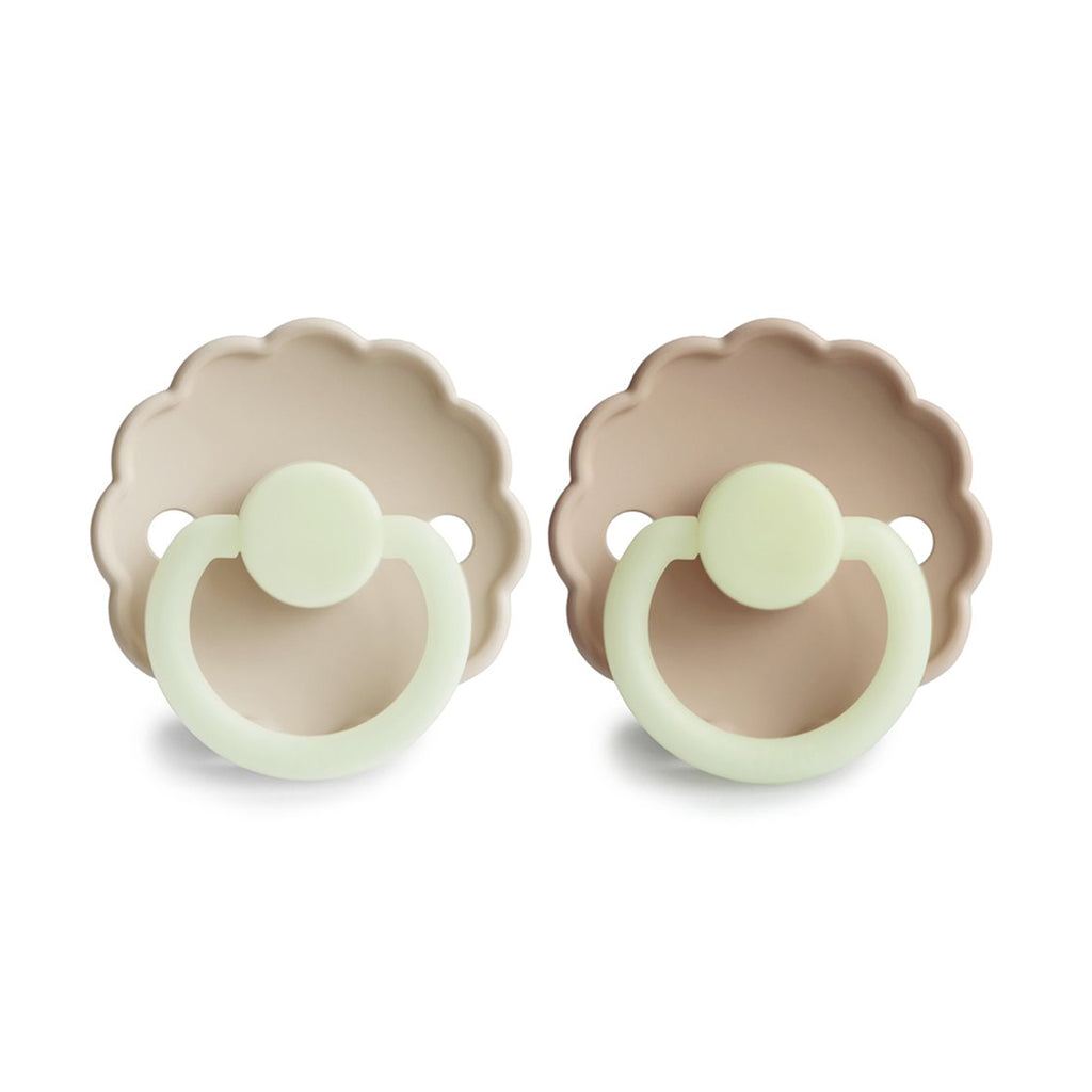 Frigg Schnuller Silikon Daisy Cream/Croissant Night 0-6M bei Yay Kids