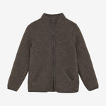 Huttelihut Kinder Jacke aus Wollfleece Brown Melange bei Yay Kids
