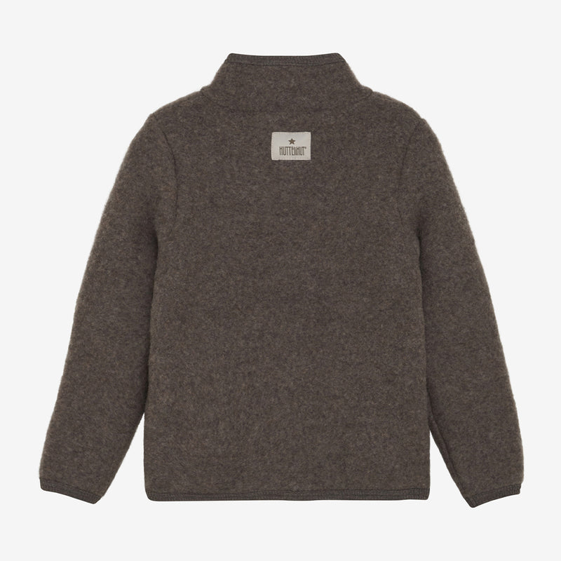 Huttelihut Kinder Jacke aus Wollfleece Brown Melange bei Yay Kids