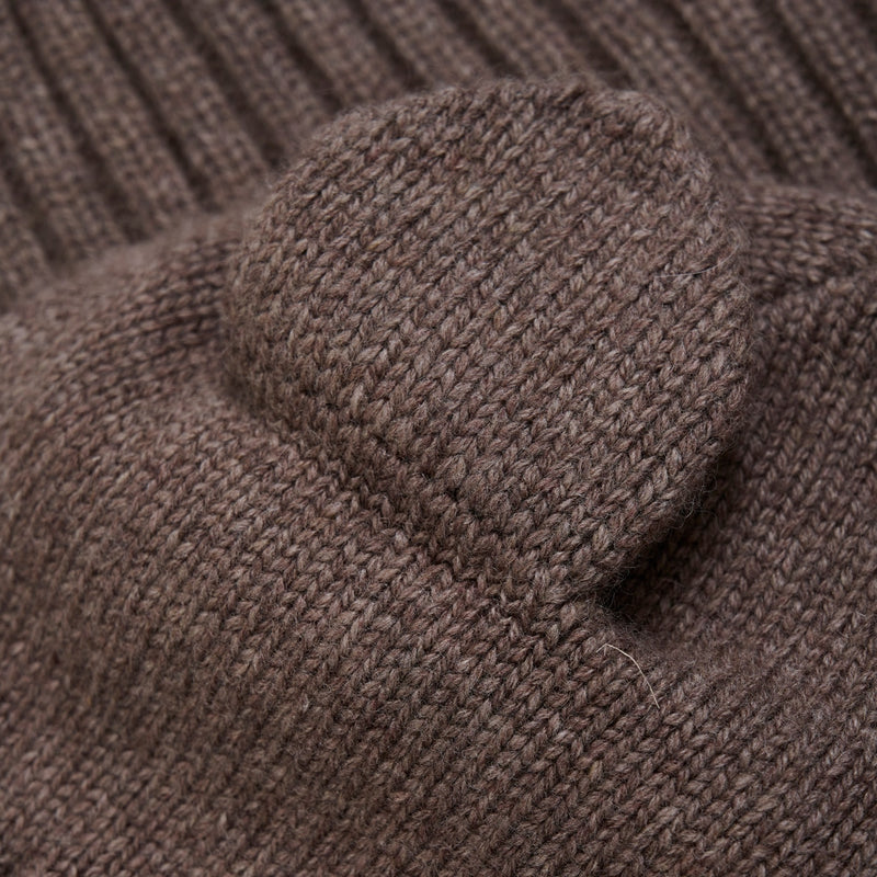 Huttelihut Kinder Balaclava Ears Wool Knit Brown Melange bei Yay Kids