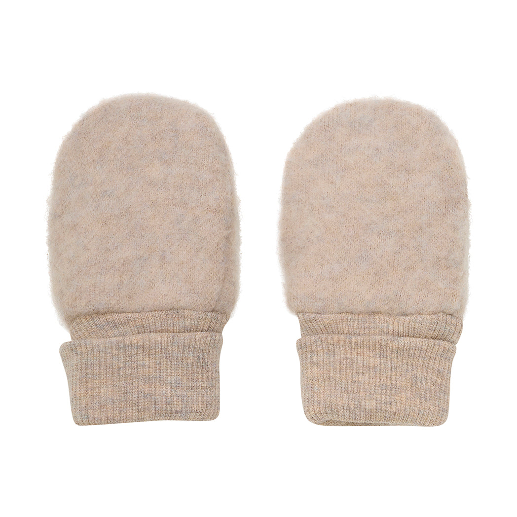 Huttelihut Handschuhe aus Fleece Wolle in Beige meliert bei Yay Kids