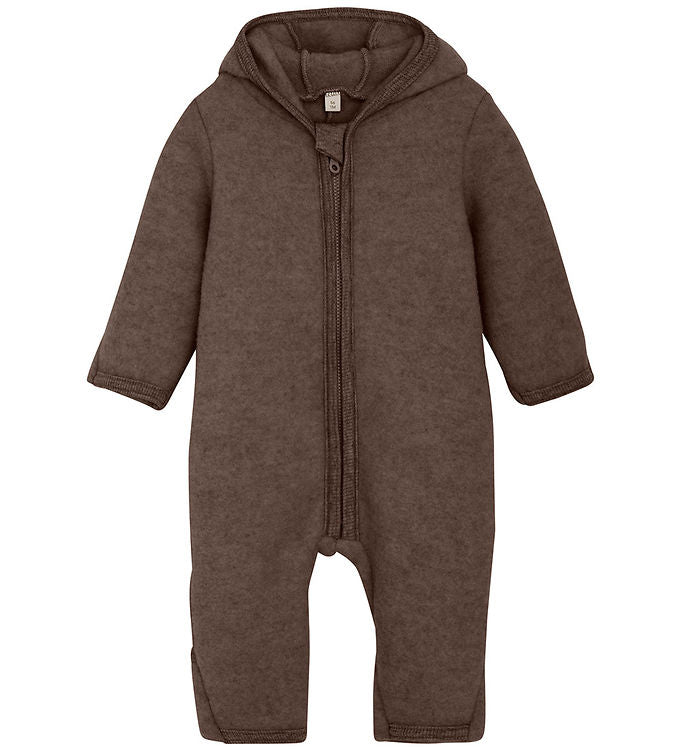 Overall Wollfleece Brown Melange mit Ohren